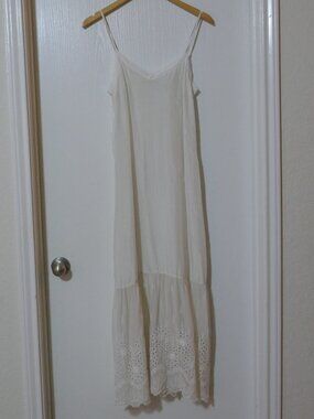 4Love & Liberty Johnny Was Long Eyelet Silk Chiffon Slip Dress Boho XS